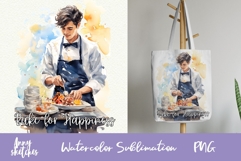 Baker Sublimation Design PNG | Baking Watercolor Clipart Product Image 1