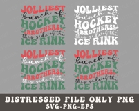 Retro Christmas Hockey Brothers SVG PNG | Family Hockey Gift Product Image 2