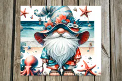 Gnome Beach life | 4 Skinny Tumbler Sublimation designs PL2 Product Image 2