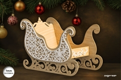 3D Santa Sleigh Laser Cut | Candy Dish | SVG Product Image 5