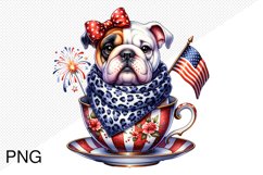 4th Of July Bull Dog Sublimation - 4th of july Clipart PNG Product Image 1