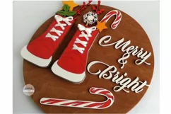 Merry and Bright Sign SVG | Christmas Door Hanger SVG file Product Image 3