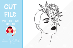 Woman portrait with flowers silhouette,cut file, T-shirt SVG Product Image 1