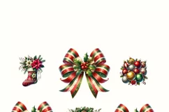 Christmas Coquette Bow PNG | Red and Green Bow for Preppy Product Image 4