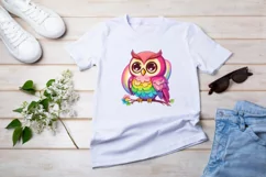 Cute colorful Owl Sublimation, Rainbow Owl PNG Product Image 2