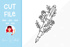 Floral pen Line Art Cut File Product Image 1