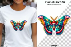 Moth Shirt Sublimation Design,Luna Moth PNG Digital Download Product Image 1
