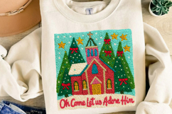 Punch Needle Church Christmas Sublimation,Christmas Png Product Image 3