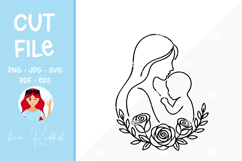 Mom and baby Floral Line Art Cut File Product Image 1
