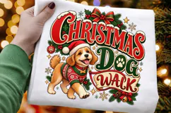 Christmas Dog Walk PNG - Cute Dog on Leash in Sweater Product Image 3
