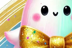 Colorful Coquette Ghost PNG, Glitter Ghost for Girly Product Image 5