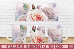 Flower Roses Mug Wrap | Mug Watercolor Design Product Image 1