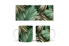 Palm Leaves Mug Wrap Design. Tropical Leaves Mug Sublimation Product Image 2