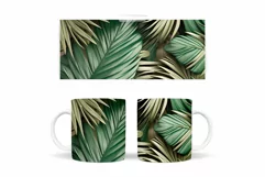 Palm Leaves Mug Wrap Design. Tropical Leaves Mug Sublimation Product Image 2