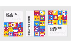Contemporary geometric posters. Abstract memphis banners wit Product Image 1
