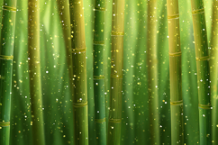 Bamboo forest with sunlight shining through the green stalks Product Image 1