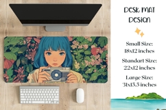 Anime Girl Mouse Pad Large, Kawaii Girl Desk Mat Template Product Image 1