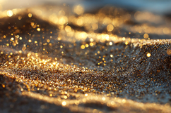 Sparkling sand on a beach at sunset with golden light Product Image 1