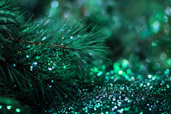 Pine tree branch with sparkling green glitter Product Image 1
