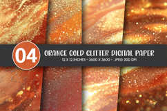 Orange Gold Glitter Digital Paper Product Image 1