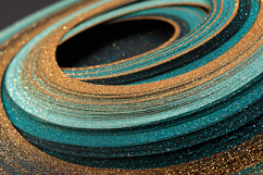 Glittery, teal and gold abstract spiral design Product Image 1