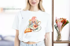 Watercolor gnome in a mug of tea with cookies, Gnome PNG Product Image 6