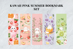 Kawaii Pink Summer Bookmark Set,Cute White Cat in Teacup Product Image 6