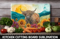 Highland Cow With Sunflowers Cutting Board Product Image 1