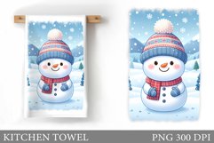 Snowman Kitchen Towel Design. Christmas Kitchen Towel Product Image 1