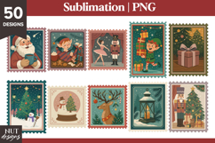 Christmas Bundle Postage Stamp 50 png Christmas illustration Product Image 6