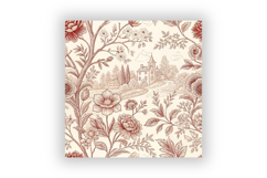 Pink Toile De Jouy Seamless Pattern, Pink Floral Pattern Product Image 6