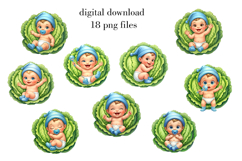 Cabbage Patch Baby Clipart, Newborn Baby PNG Bundle Product Image 2
