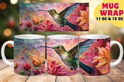 Vibrant Floral Stained Glass Sublimation 11oz 15oz Mug Wrap Product Image 1