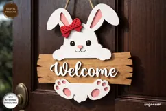Valentine Bunny Door Sign Laser Cut | Door Hanger | SVG Product Image 2