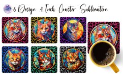 Stained Glass Square Coaster Sublimation Designs PNG Product Image 7