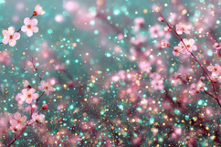 Floral background with pink cherry blossoms Product Image 1