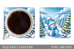 Cute Snowman Coaster Design. Christmas Coaster Sublimation Product Image 1