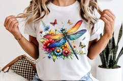 Dragonfly PNG - Floral Butterfly Sublimation Design Product Image 6