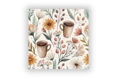 Coffee &amp; Wildflowers Seamless Pattern, Cozy Floral Coffee Product Image 6