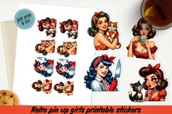 Retro Pin up girl printable stickers BUNDLE PNG. Product Image 7