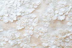 White lace fabric with intricate floral patterns and designs Product Image 1
