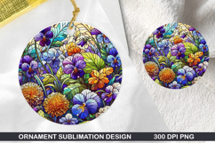 Flower Stained Glass Ornament PNG, Digital Download File Product Image 1