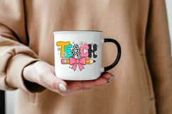 TEACH Sublimation Design | Leopard Print Teacher PNG | Retro Product Image 5