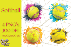 Softball Clipart PNG with Team Color Paint Splash Design Product Image 1
