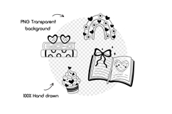 Valentine bookish clipart, Romance books png, Valentines day Product Image 6