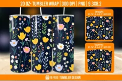 Cute Flower Seemless Tumbler Wrap Designs, Sublimation Wrap Product Image 1