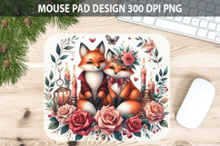Watercolor Fox Mouse Pad Sublimation - Valentines PNG Product Image 1