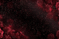 A dark, starry night sky with red nebulae and roses Product Image 1