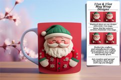 Christmas 3D Santa Claus Mug Wrap for 11oz 15oz Sublimation Product Image 1
