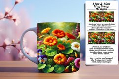 Joyful 15oz Mug Wrap Png Template , Flower Product Image 1
